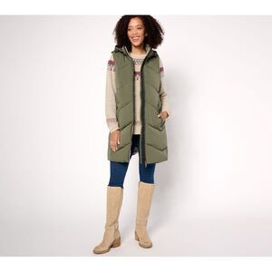 Nuage Women's Plus Sz Jacket 2X Chevron Quilted Puffer Vest w Green A662021